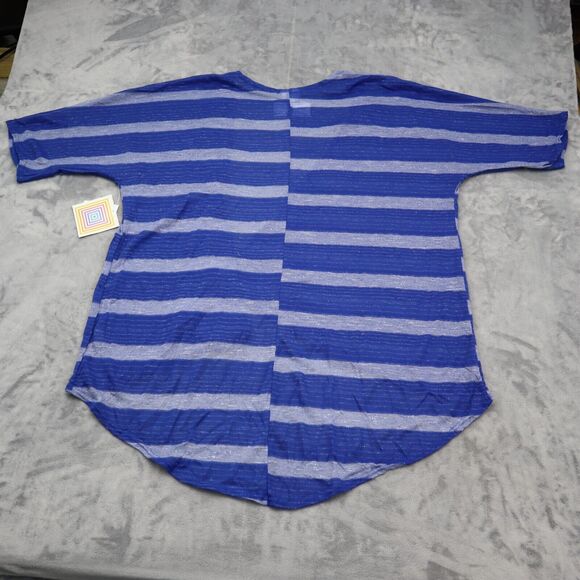 Lula Roe Sweater Womens S Blue Striped Lindsay Cardigan Komono Cover Up - Picture 9 of 14